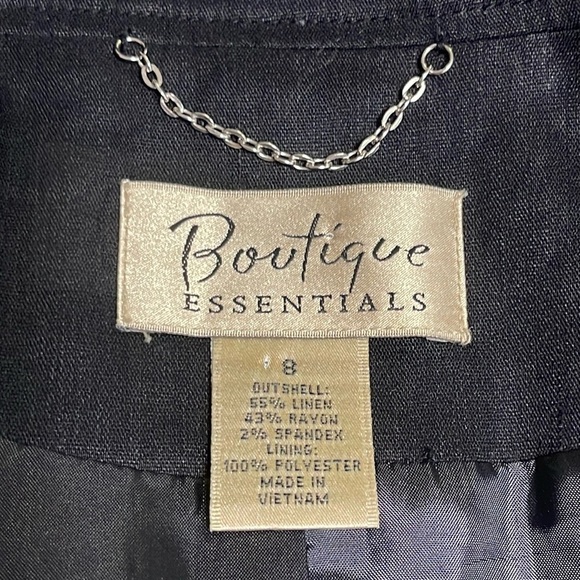 Boutique Essentials Women’s Black Linen High Collar Blazer Jacket Top Size 8 - Picture 11 of 12